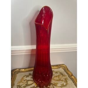 L.E.Smith Amberina Thousand Eye "nubby butt" Swung Vase